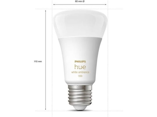 Philips Smart Bulbs LED 8W for Socket E27 and Shape A60 Adjustable White 1100lm 2pcs