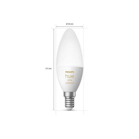Philips Smart LED Bulbs 5.2W for Socket E14 Adjustable White 470lm Dimmable 2pcs