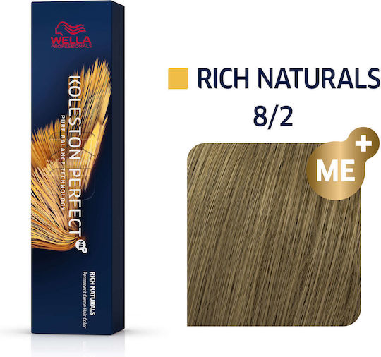 Wella Koleston Perfect Me+ Pure Naturals Βαφή Μαλλιών 8/2 Ξανθό Ανοιχτό Μάτ 60ml