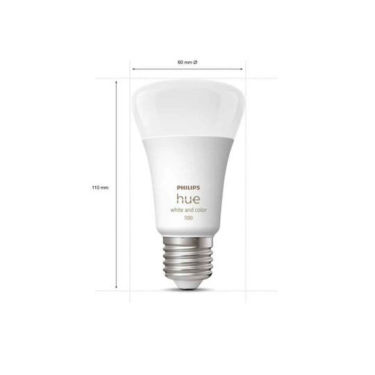 Philips Smart LED Bulbs 9W for Socket E27 and Shape A60 RGBW 1100lm Dimmable 2pcs