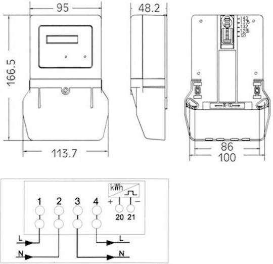 DDSO-M08 Electric Panel Meter Analog Wall-mounted Single-phase 1P 5-100A 02.037.0016