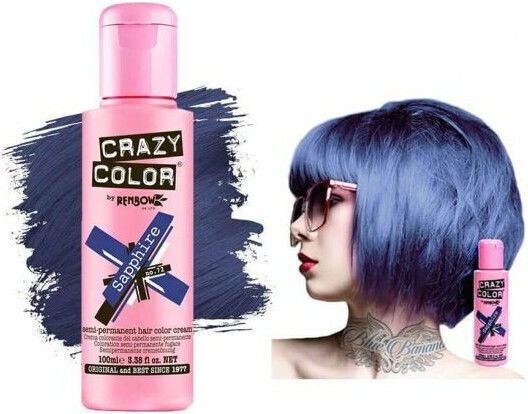 Crazy Color Semi-Permanent Προσωρινή Βαφή Μαλλιών 72 Sapphire 100ml 15gr