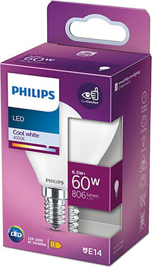 Philips LED-Lampe 6.5W für Fassung E14 Naturweiß 806lm