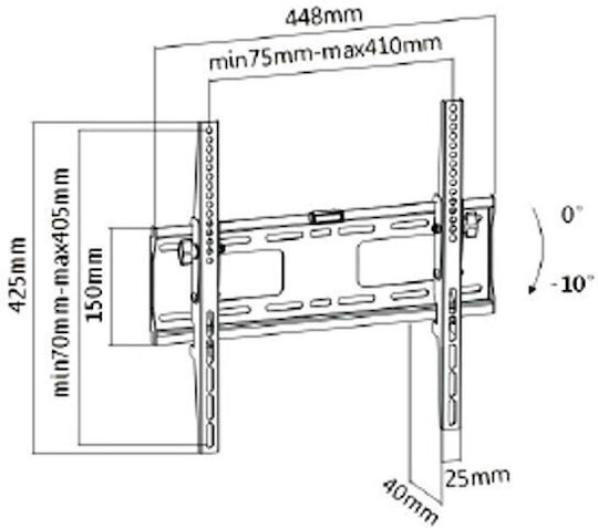 LP42-44ST Wall TV Mount up to 55" and 50kg