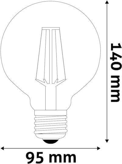 Avide ABLFG95WW-7W-DAC LED Крушка 7W за Цокъл E27 и Форма G95 Топло бяло 725лм Димируем 15.001.0800