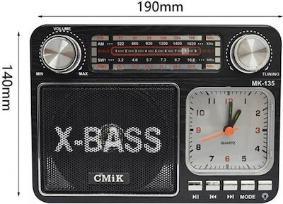 CMIK MK-135 Tabletop Radio Rechargeable with USB Black