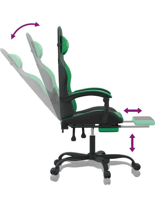 vidaXL 349606 Artificial Leather Gaming Chair with Footrest Green