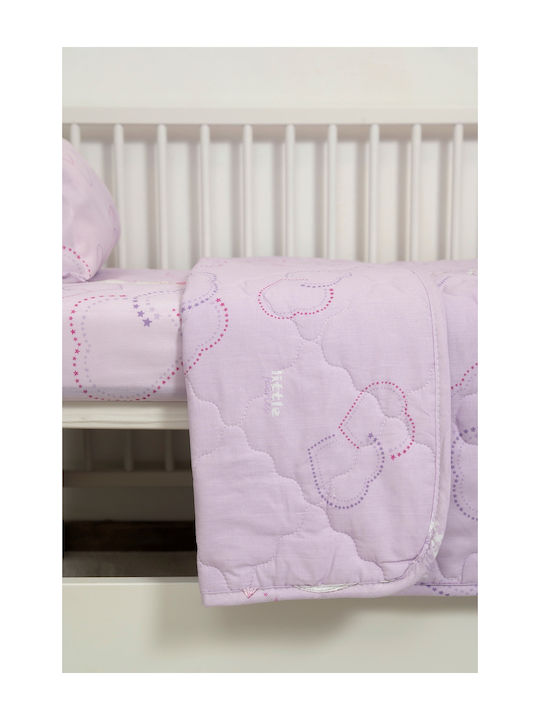 Naf Naf Little Fairies Σετ Βρεφικό Κουβερλί Βαμβακερό Λιλά 100x140cm