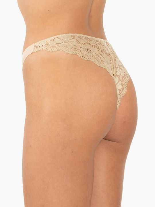 A.A UNDERWEAR Cotton Women's Brazil 2Pack Seamless with Lace Beige