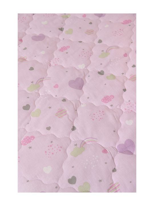 Naf Naf Cotton Baby Quilt Set with Pillowcase Hearts 100x140cm Lilac