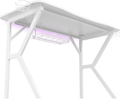 Birou De Jocuri Holm Din Lemn Alb Cu Picioare Metalice Cu LED Și Porturi USB 120x60x75cm