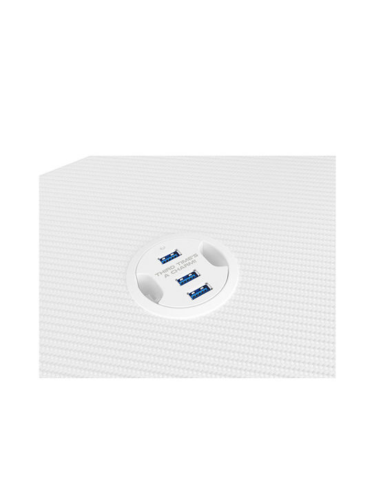 Γραφείο Gaming Holm Ξύλινο Λευκό με Μεταλλικά Πόδια, LED & USB θύρες 120x60x75εκ.