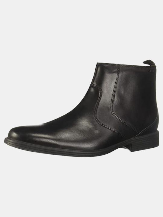 Clarks Whiddon Piele Negru Cizme pentru bărbați cu fermoar