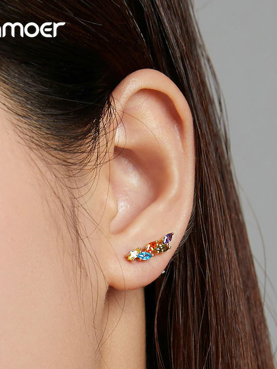Bamoer Earrings made of Silver Gold Plated with Stones Bamoer Earrings made of Silver Gold Plated with Stones