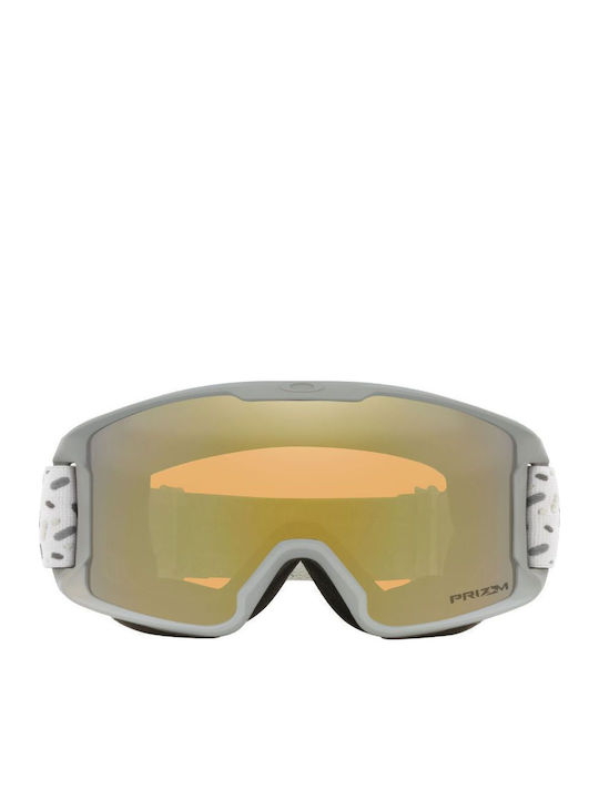 Oakley Line Miner Μάσκα Σκι & Snowboard Ενηλίκων Λευκή με Φακό Φιμέ σε Κίτρινο Χρώμα