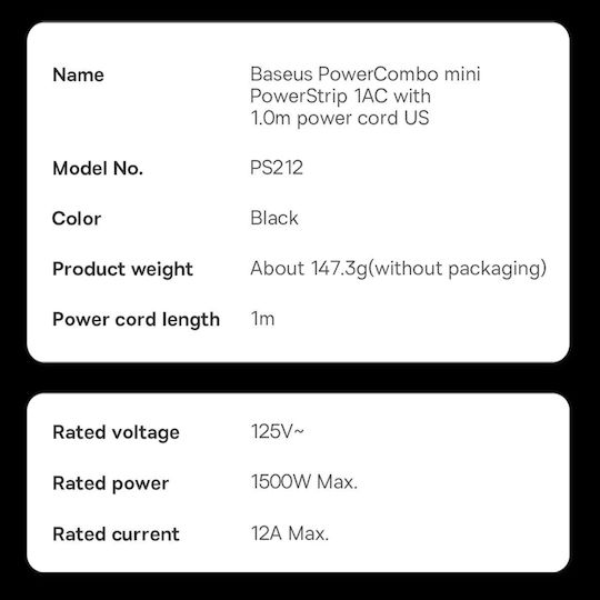 Baseus Powercombo Καλώδιο 1m PSMN000301 1τμχ