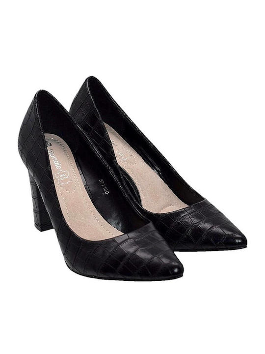 Blondie Leder Pumps mit Chunky hohem Absatz Schwarz