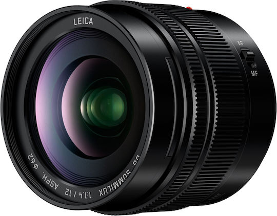 Panasonic Crop Camera Lens Lumix G Leica DG Summilux 12mm /f1.4 Asph. Wide Angle for Micro Four Thirds (MFT) Mount Black