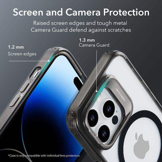 ESR Classic Kickstand Halolock Magsafe Back Cover Silicone 1.3mm Clear / Black (iPhone 14 Pro)