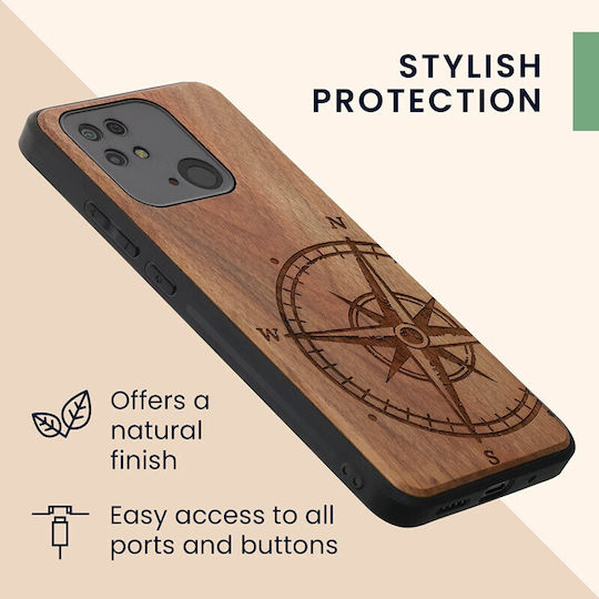 KWmobile Compass Vintage Back Cover Lemn Maro închis (Redmi 10C)