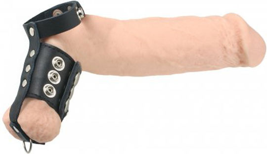 XR Cock Strap And Ball Stretcher Large Set Inele Cocoș și testicule De piele Negre