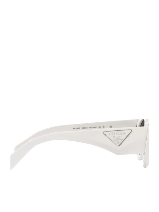 Prada Damen Sonnenbrille mit Weiß Kunststoff Gestell und Gray Linse