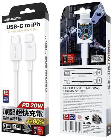 WK WDC-168 USB-C to Lightning Cable 20W Λευκό 1m