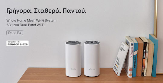 TP-LINK Deco E4 v2 WiFi Mesh Network Access Point Wi‑Fi 5 Dual Band (2.4 & 5GHz) σε Διπλό Kit