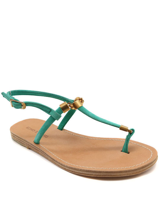 Komis & Komis Women's Flat Sandals with Strap in Green Color