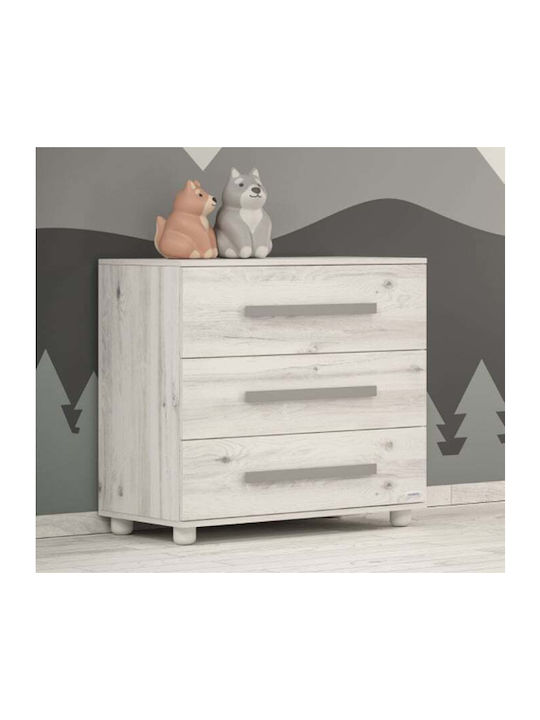 Alaska Baby Dresser with 3 Drawers Ecru 94x51x88cm