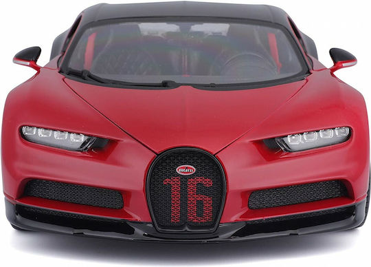 Bburago Bugatti Chiron Toy Car Chiron - Red-Black Scale 1:18 for 3+ Years