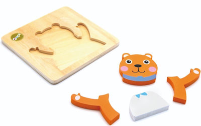 Wooden Kids Peg Puzzle Bear 4pcs 16015-11 Oops