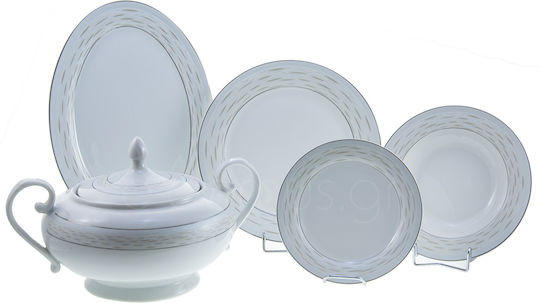 Καρβούνης Σερβίτσιο Πιάτων από Πορσελάνη Λευκό 72τμχ