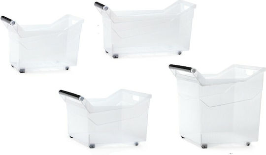 Prosperplast Plastic Storage Box with Wheels Transparent 57.8x37.9x25.6cm