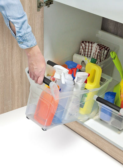Prosperplast Plastic Storage Box with Wheels Transparent 57.8x37.9x25.6cm