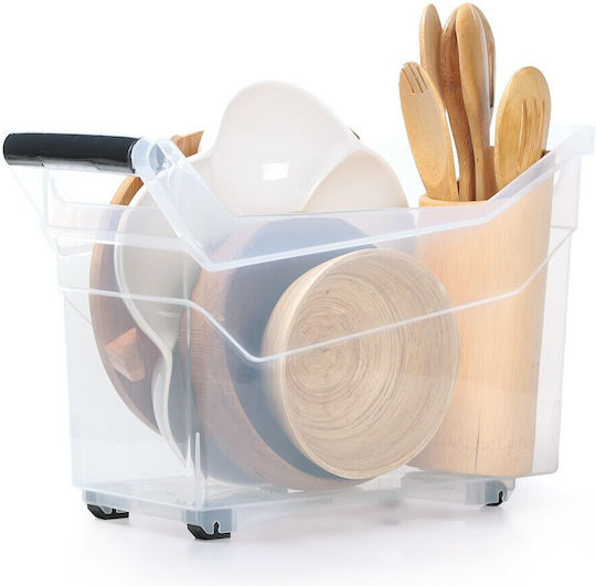 Prosperplast Plastic Storage Box with Wheels Transparent 57.8x37.9x25.6cm