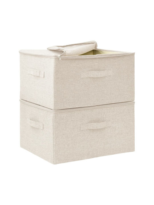 vidaXL Stoff Aufbewahrungsbox mit Deckel Beige 43x34x23cm 2Stück