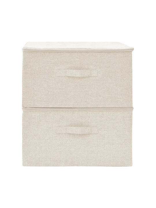 vidaXL Stoff Aufbewahrungsbox mit Deckel Beige 43x34x23cm 2Stück