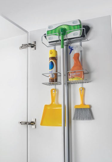 Metaltex Broomy Επιτοίχια Ραφιέρα Μπάνιου Μεταλλική 30x12x46cm Ασημί