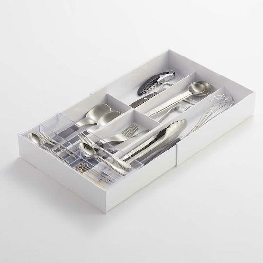Yamazaki Tăvi Pentru Tacâmuri De Sertar Rabătabilă Din Plastic 25x24.6x5.7cm Albă
