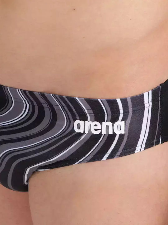 Marbled Herren Badebekleidung Slip Schwarz mit Mustern