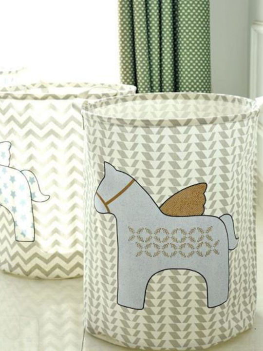 Next Pegasus Stripes Laundry Basket Fabric Folding 45x45x48cm White