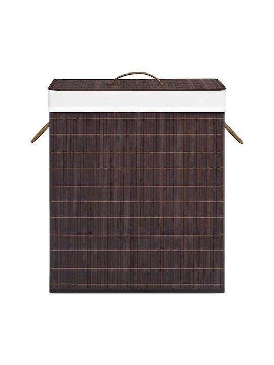 vidaXL Bamboo Collapsible Laundry Basket 100lt with Cap 52x32x62.5cm Brown