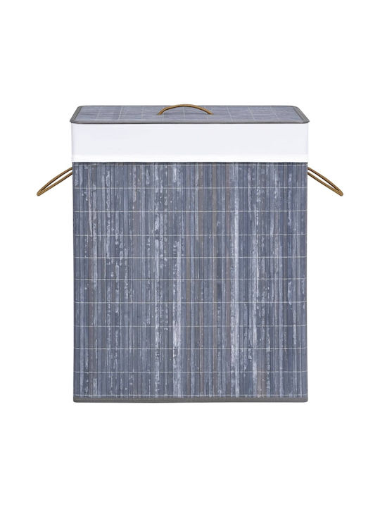vidaXL Bamboo Collapsible Laundry Basket 100L 52x32x62.5cm Gray