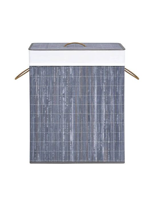 vidaXL Coș De Rufe Din Bambus Pliabil 83l Cu Capac 43,5x33,5x65,5cm Gri 83l