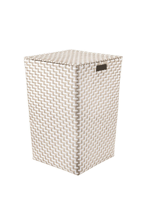 Kleine Wolke Doppel Wäschekorb Kunststoff mit Deckel 35x35x55cm Beige Natural