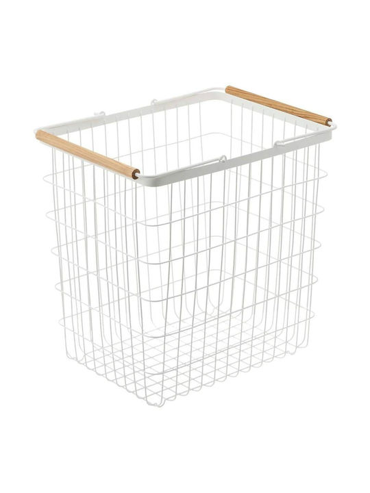 Yamazaki YMZK Laundry Basket Metallic 23L 41.5x31x27cm White