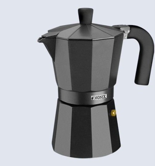 Monix Vitro Stovetop Espresso Pot 3 Cups Black