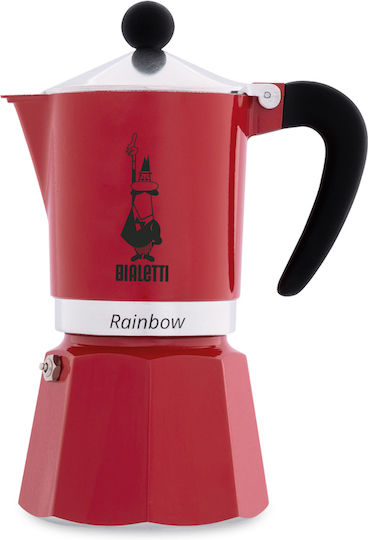 Bialetti Rainbow Μπρίκι Espresso 3cups Κόκκινο
