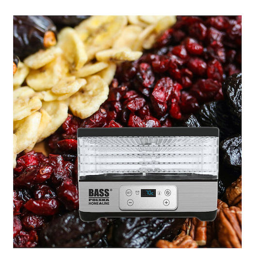 Bass Polska BH10603 Deshidrator De Alimente Cu 5 Rafturi Și Temperatura Reglabilă 35-70°C